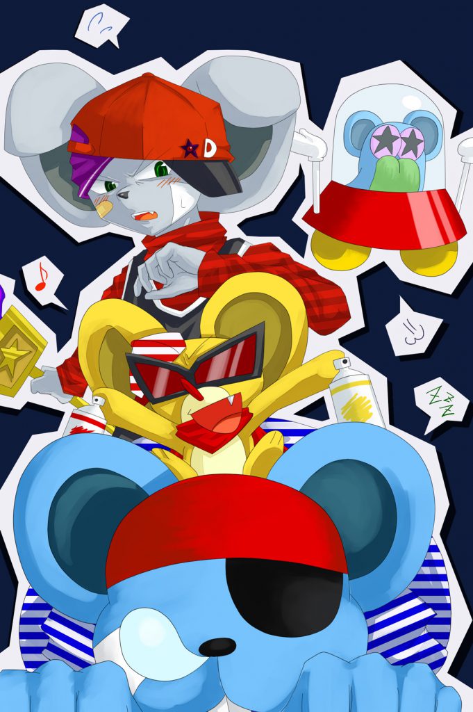 せんの様(https://www.pixiv.net/users/922895)デザインのドロッチェ団を描かせていただきました